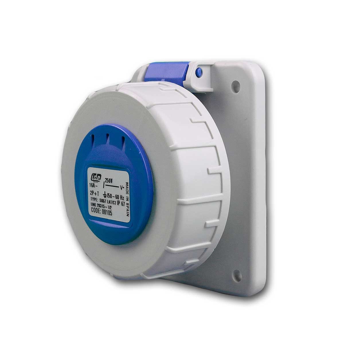 IDE Unterputz-Steckdose Einbausteckdose Schutzkontakt IP67, blau, 250V/16A