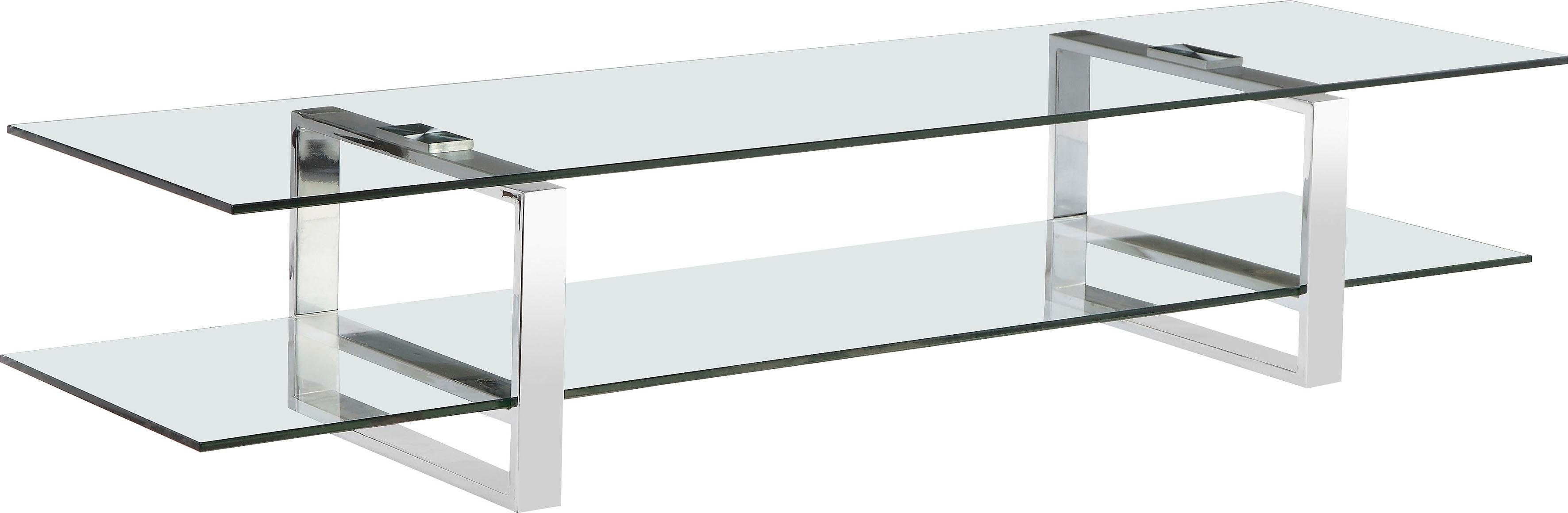 Leonique TV-Board »Colmar«, mit zwei Glasablageflächen Klarglas oder weiß Marmoroptik, Fernsehtisch mit Chromgestell-Otto