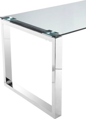 Leonique Esstisch »Colmar«, edles Chromgestell mit fest montierter Glasplatte, in modernem Design