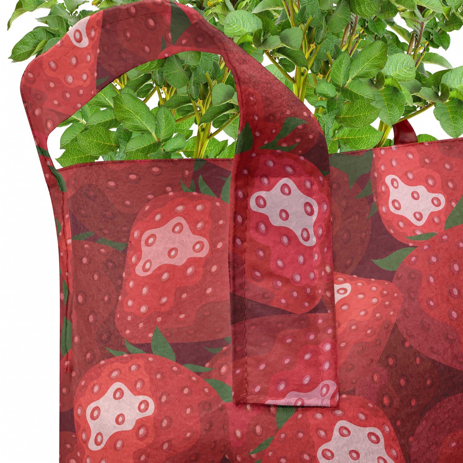 Pflanzkübel mit Pflanzen, Griffen Erdbeeren Abakuhaus rot Reife Stofftöpfe hochleistungsfähig Früchte für