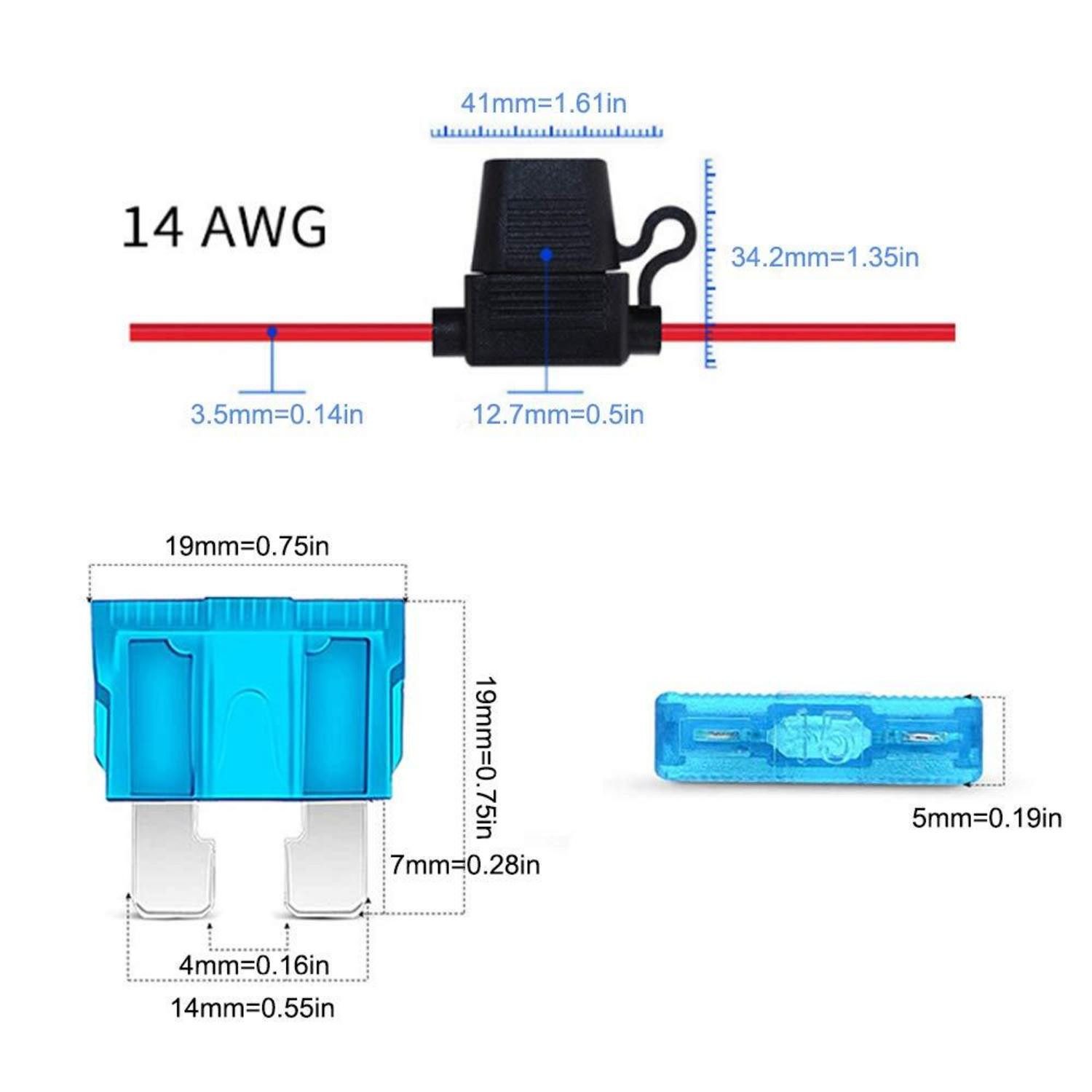 Thumbnail - LuxusKollektion Multitool 6 Stk. 14AWG kfz Sicherungshalter mit wasserdichter Kappe+100 Mittel