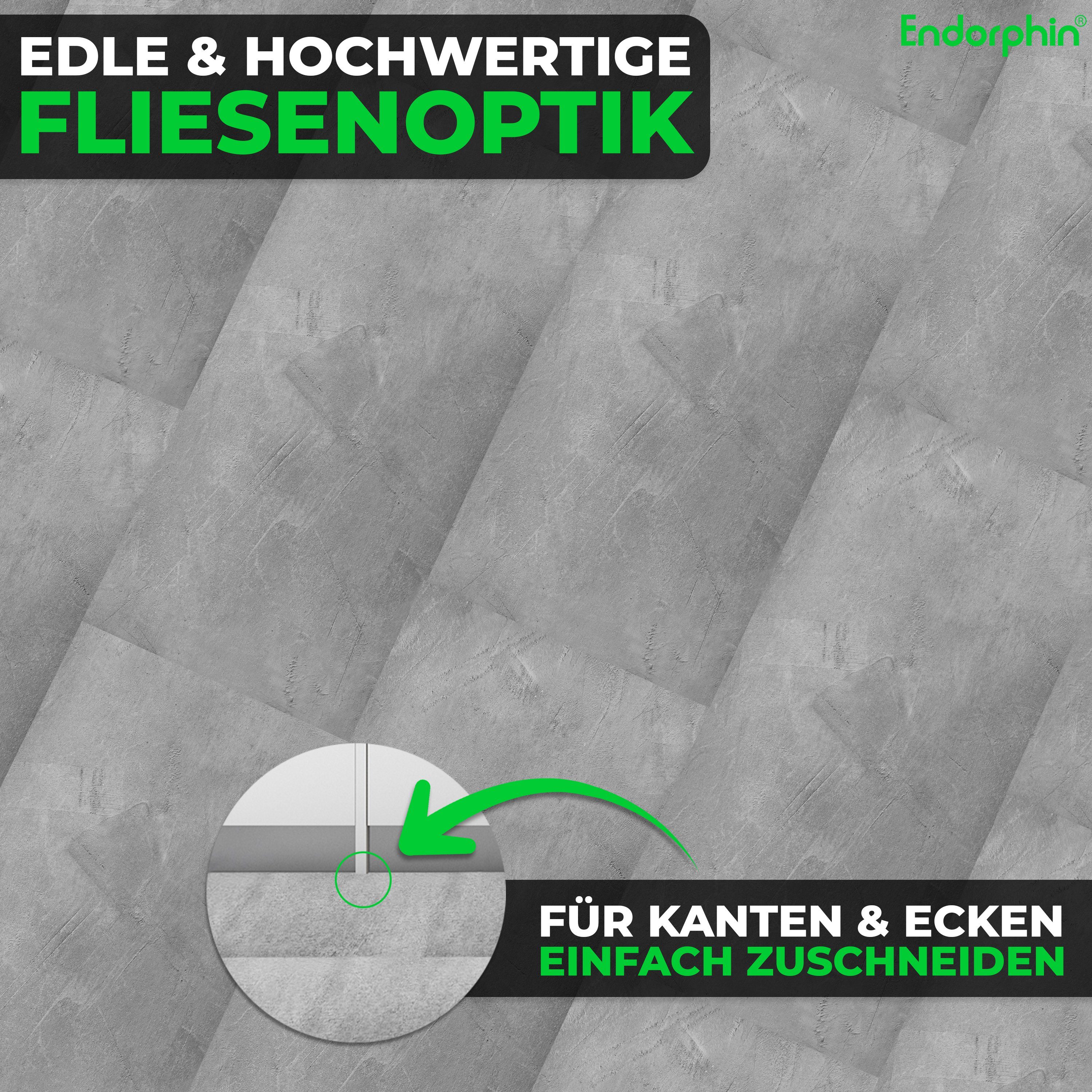 Endorphin Vinylboden Vinylboden selbstklebend in Betonoptik Hellgrau 2,97qm, selbstklebend, aus recyceltem Material, mit fühlbarer Oberfläche