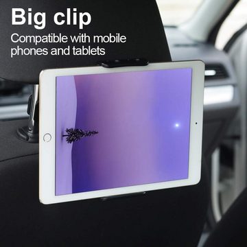 CLM-Tech Tablet Halterung für die Kopfstütze im Auto - Handy-Halterung, (bis 11,00 Zoll, Kopfstützenhalterung - iPad Halter, 2-tlg., 360 Grad drehbar, universal kompatibel mit 4-11 Zoll Geräten)