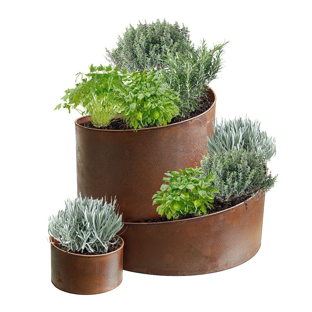 BigDean Kräuterspirale Kräuterschnecke groß Edelrost Hochbeet Pflanzentreppe