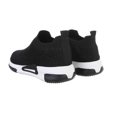 Ital-Design Kinder Low-Top Freizeit Sneaker Flach Freizeitschuhe in Schwarz