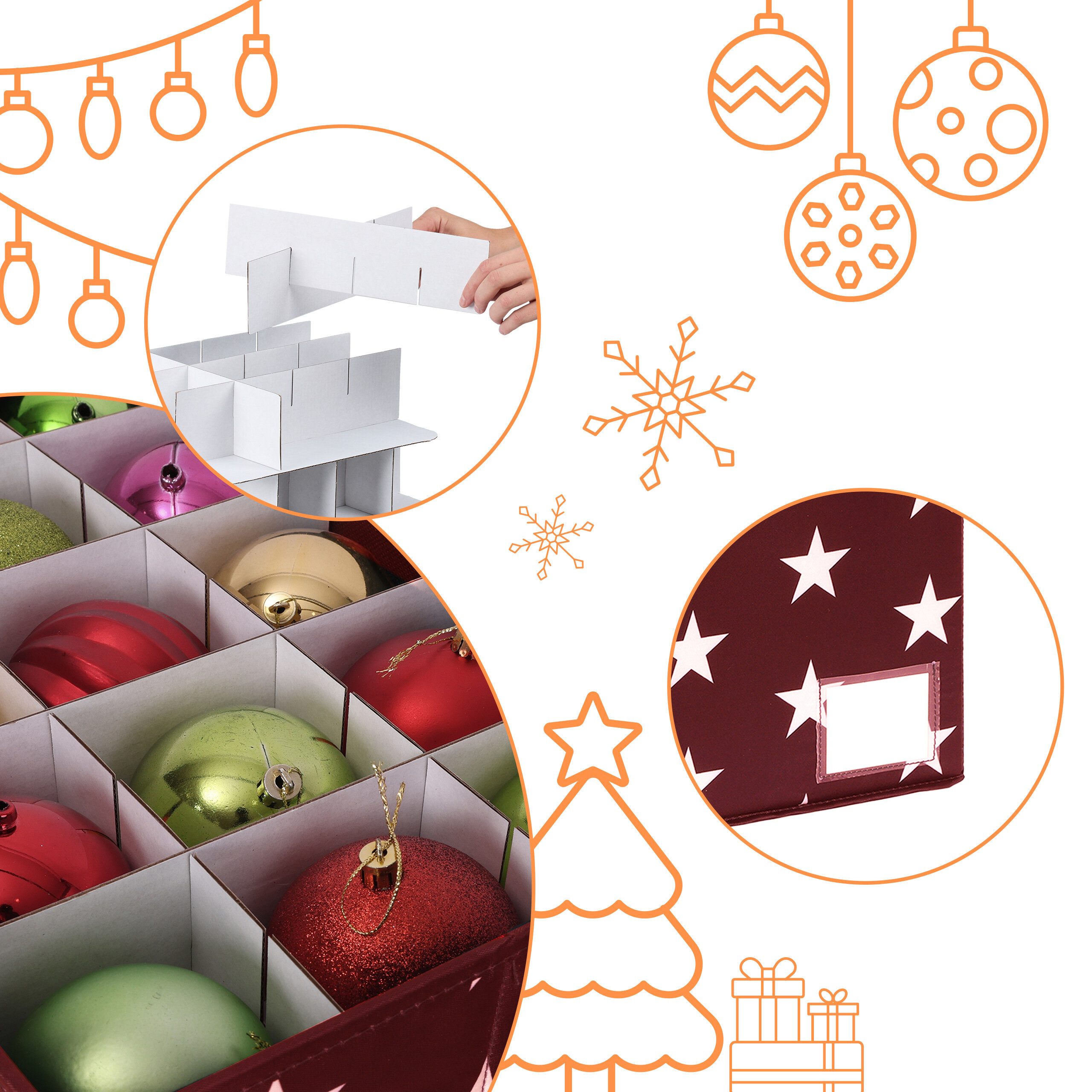 relaxdays Aufbewahrungsbox Weihnachtskugel Aufbewahrungsbox (1 St), rot – Bild 5 von 5