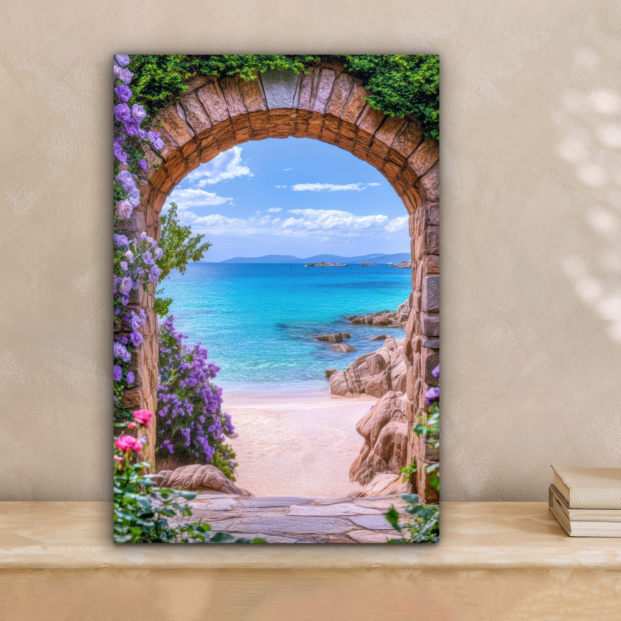 OneMillionCanvasses® Leinwandbild Aussicht - Tor - Meer - Strand - Felsen, günstig online kaufen
