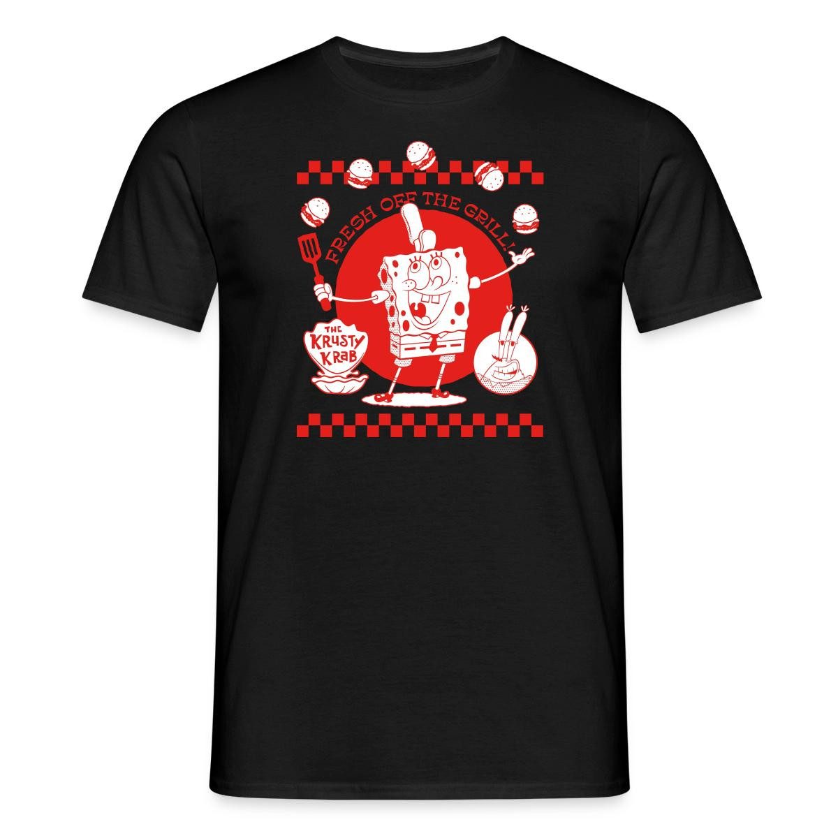 Spreadshirt T-Shirt Spongebob Schwammkopf Fresh Off The Grill Männer T-Shirt (1-tlg)