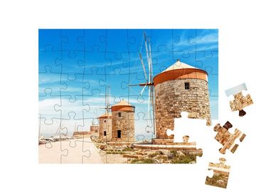 puzzleYOU Puzzle Hafen von Mandraki auf Rhodos, Griechenland, 48 Puzzleteile, puzzleYOU-Kollektionen Rhodos