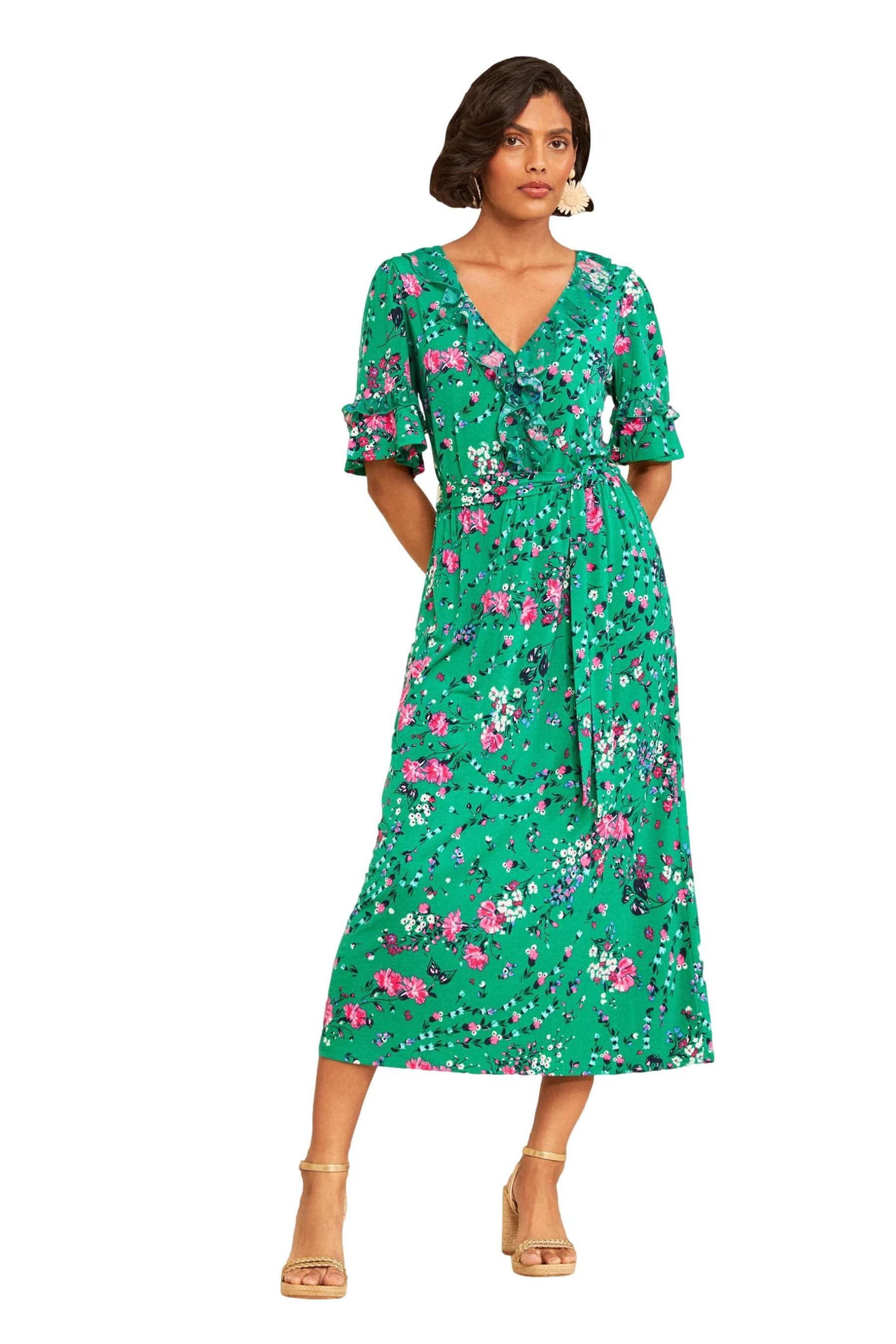 Love & Roses Midikleid Love & Roses gerafftes Midikleid aus Jersey (1-tlg)