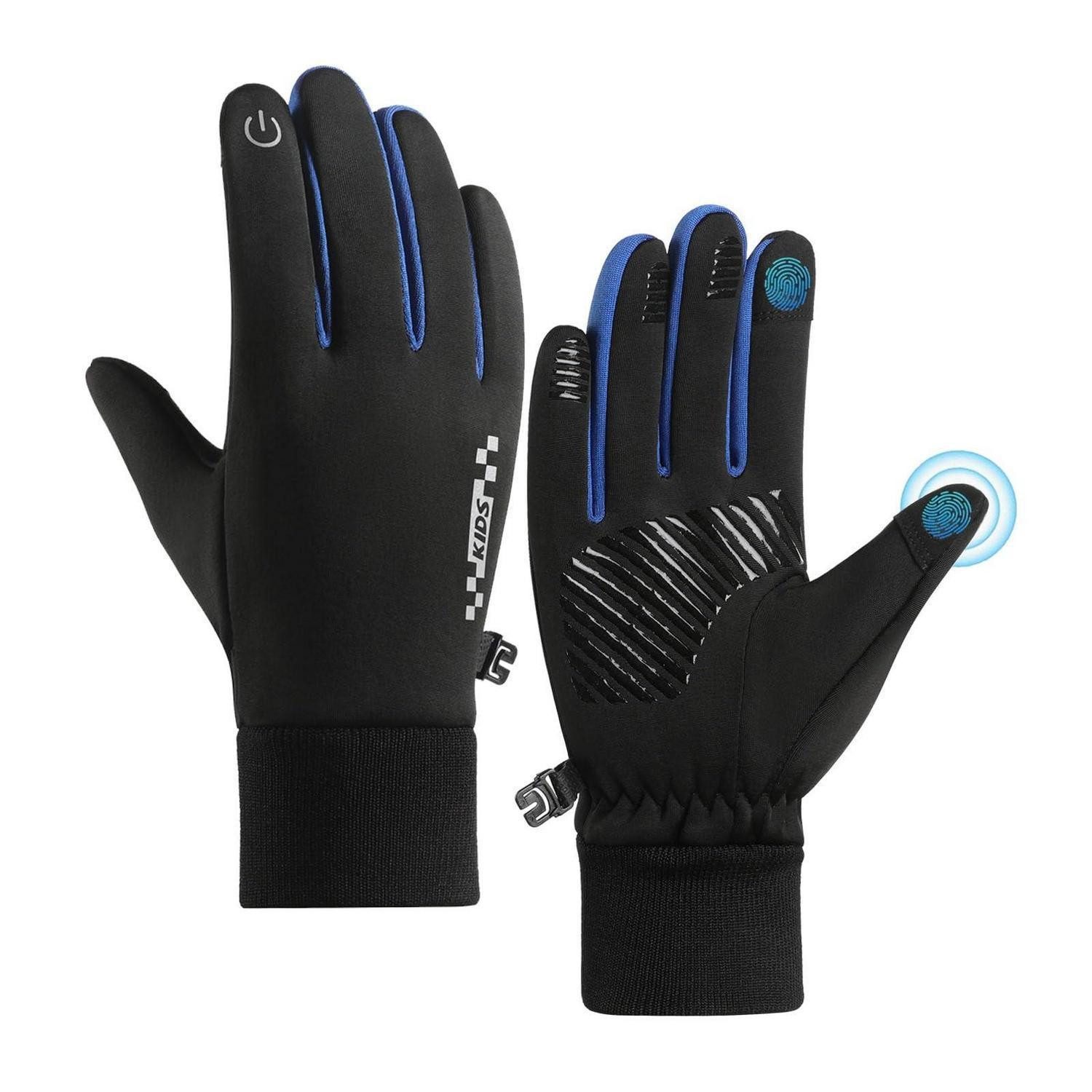 LuxusKollektion Fahrradhandschuhe Kinder Fahrradhandschuhe warm rutschfest Touchscreen Blau-m (1-St)