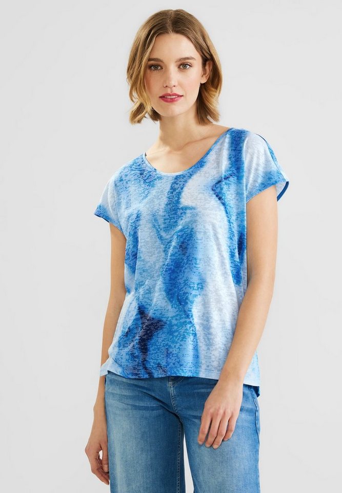 STREET ONE T-Shirt mit Burnout-Optik, Damen T-Shirt