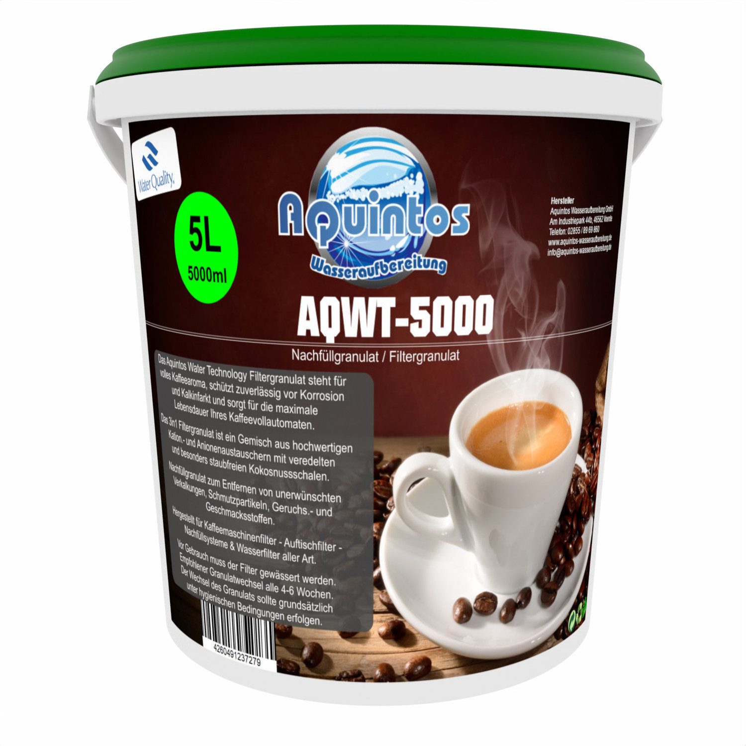 Aquintos Wasseraufbereitung Kalk- und Wasserfilter Aquintos Filtergranulat Refill Granulat für Wasserfilter Kaffeevollaut, Zubehör für Aquintos-Water-Technologie, Effektiver Schutz für Ihren Kaffeevollautomaten