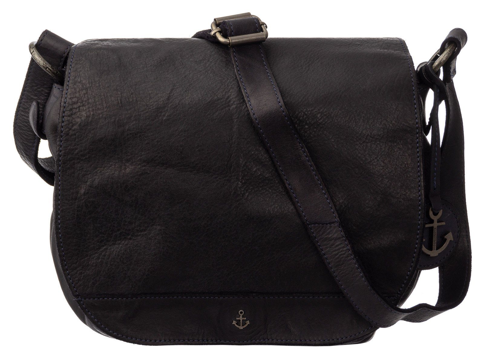 Leder Anchor 2nd Love Überschlagtasche, Saddlebag Schultertasche Navy HARBOUR Lotta