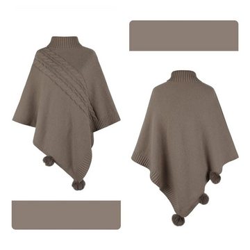 Vivi Idee Strickponcho Damen Strickponcho mit Kragen, Winter warme Schal Pullover angenehm weich und elastisch, Einheitsgröße