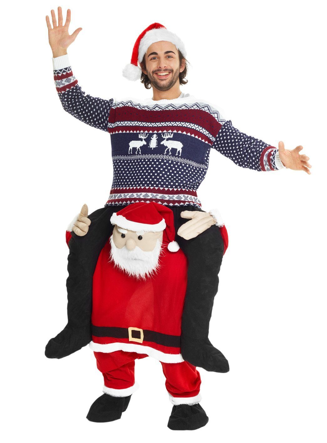 Morphsuits Kostüm Carry Me Santa, Huckepack, statt Weihnachtssack - originelles Kostüm für eine witzig