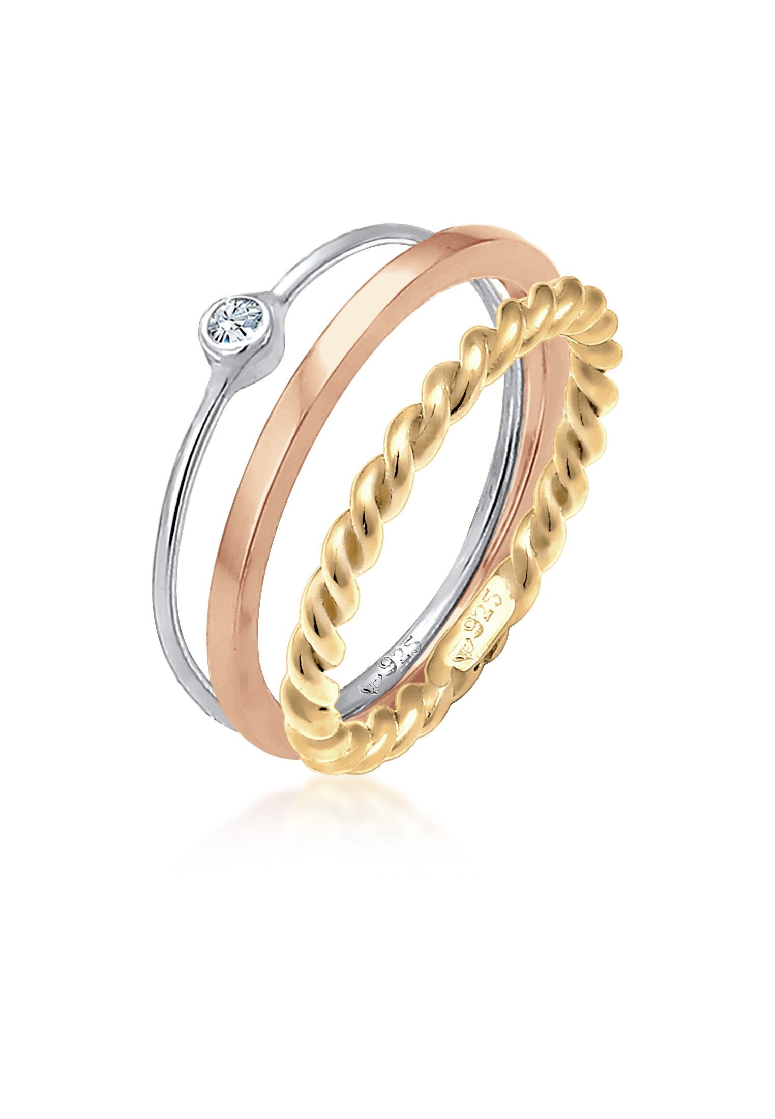 Ring-Set Ring-Set mit Kristalle 925 Silber