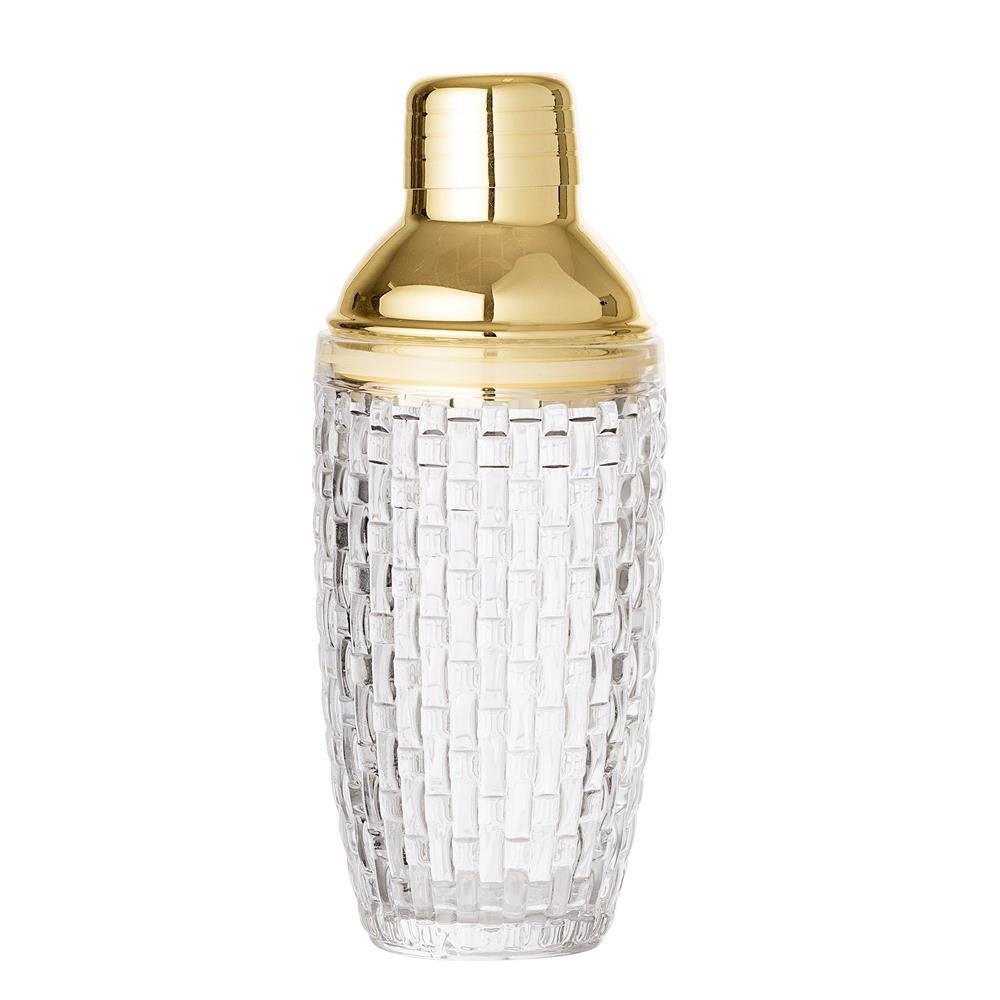 Bloomingville Cocktail Shaker, aus Glas, Deckel aus goldfarbenen Edelstahl, Barzubehör