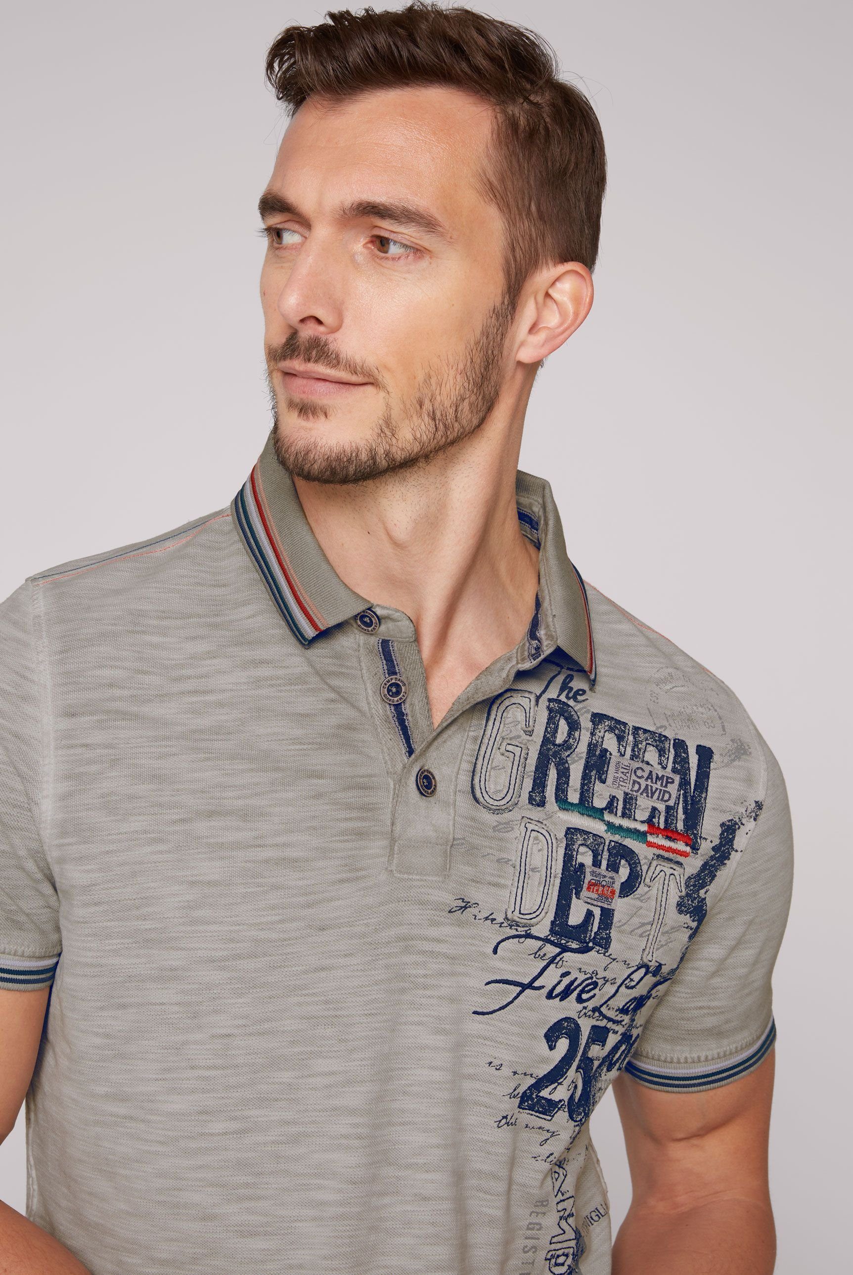 CAMP DAVID Poloshirt mit grey new Kontrastnähten