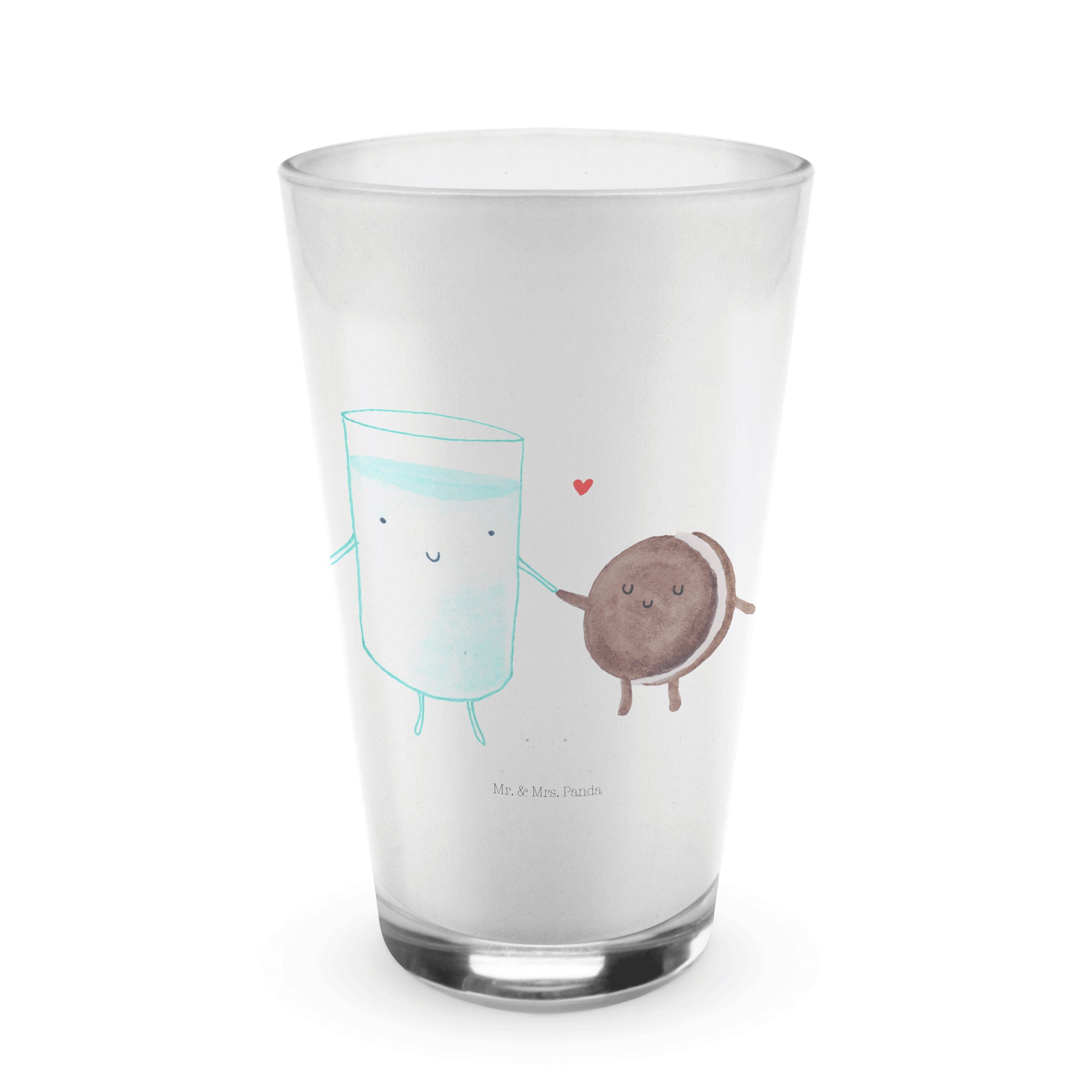 Mr. & Mrs. Panda Glas Milch & Keks - Transparent - Geschenk, Milk, Latte Macchiato, Gute La, Premium Glas | Gläser