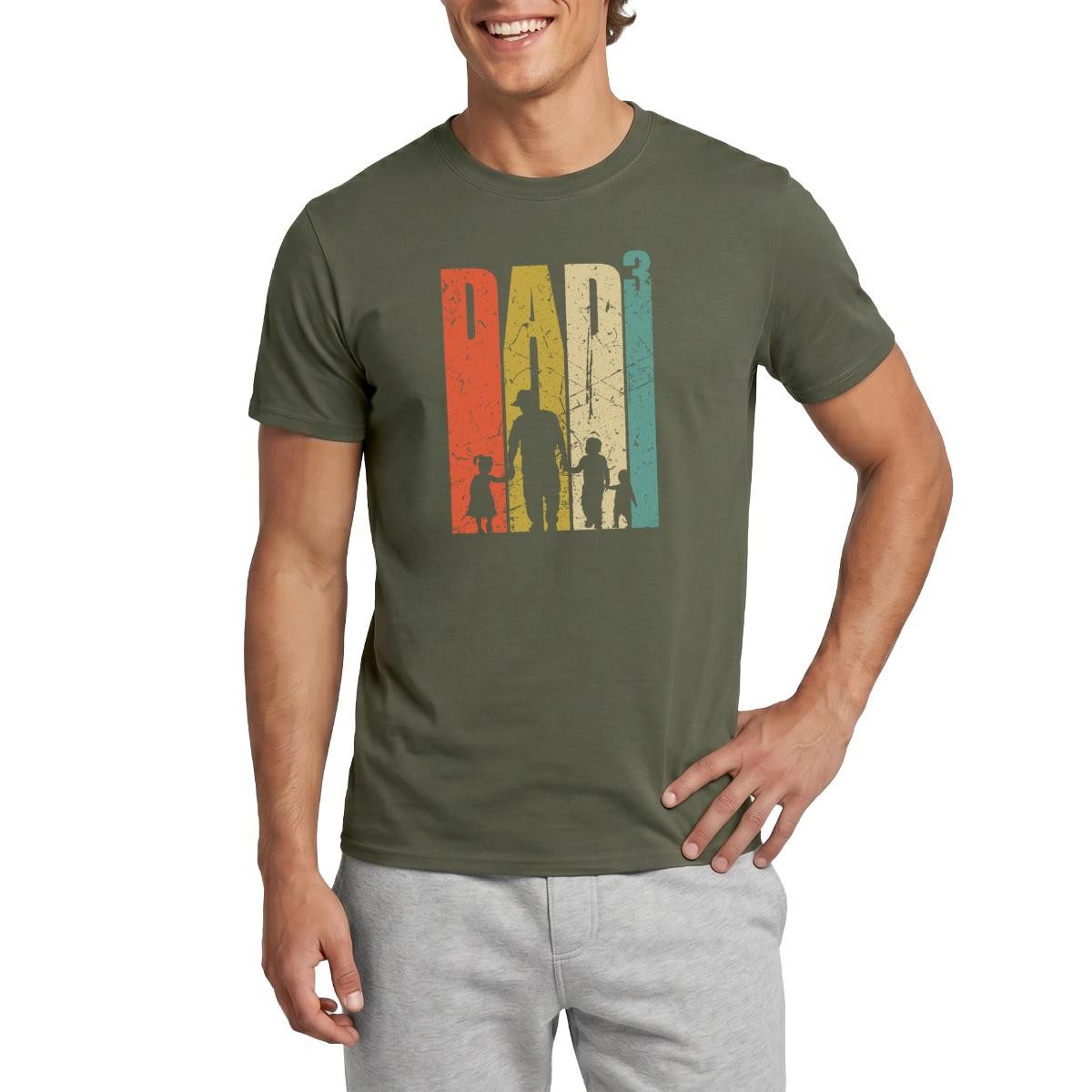 T-Shirt Dad Hoch 3 Dreifacher Vater Papa Vatertag Geschenk Männer T-Shirt
