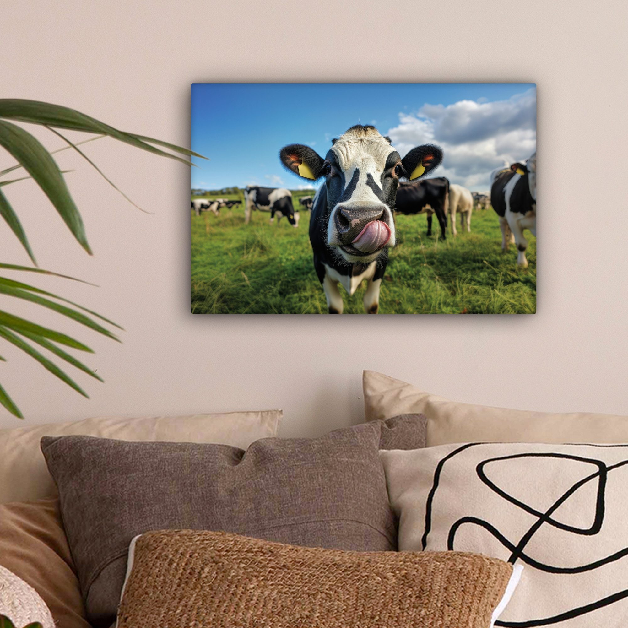 OneMillionCanvasses® Leinwandbild Kuh - Zunge - günstig online kaufen