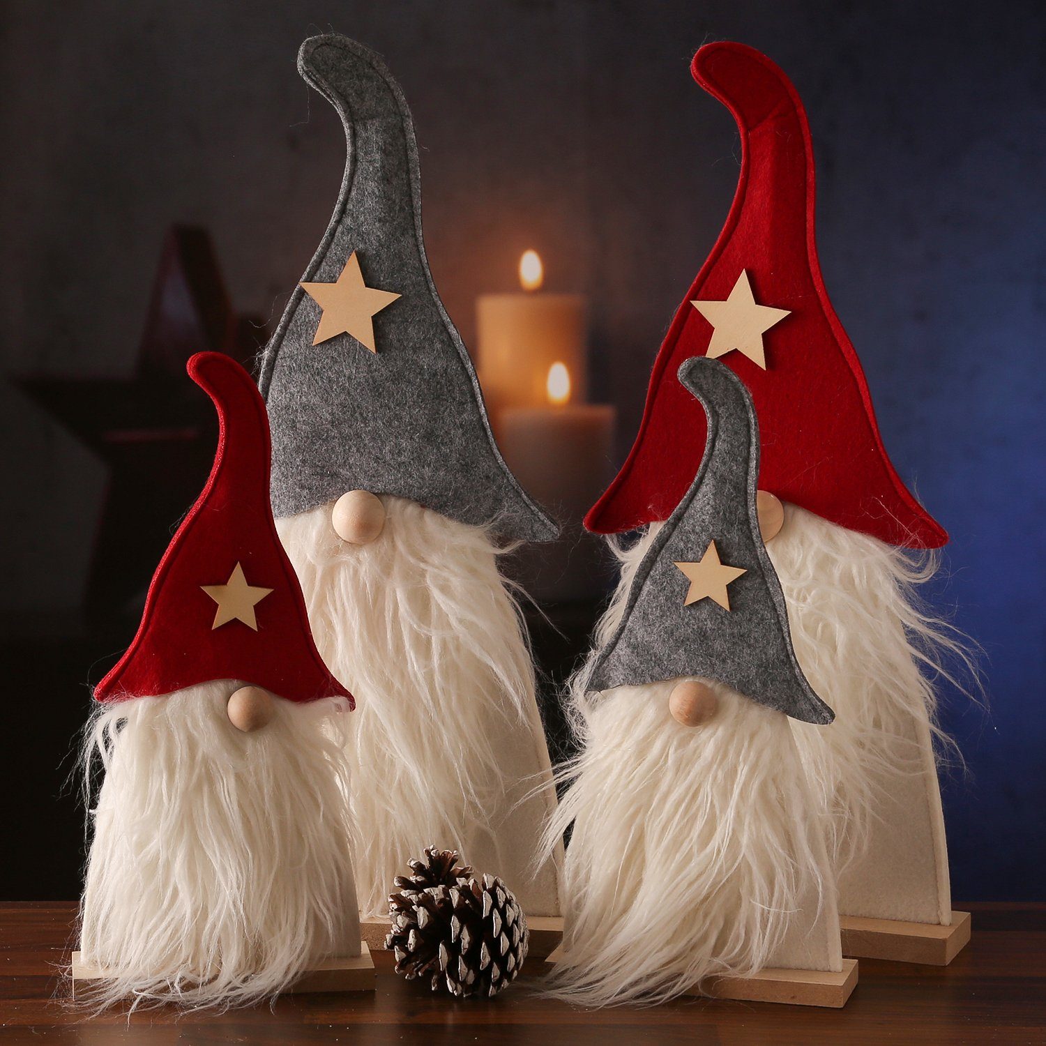MARELIDA und Dekofigur Bart stehend mit Wichtel Weihnachtswichtel Weihnachtsfigur Mütze (1 St)