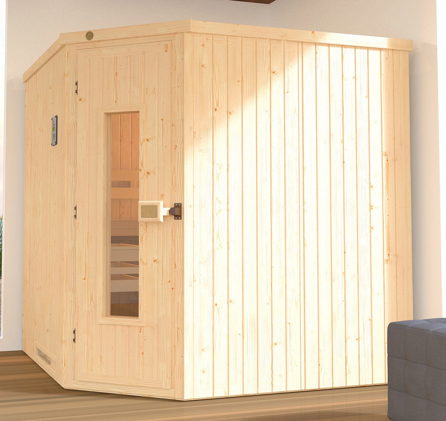 weka Sauna Varberg 3, BxTxH: 194 x 194 x 199 cm, 68 mm, ohne Ofen