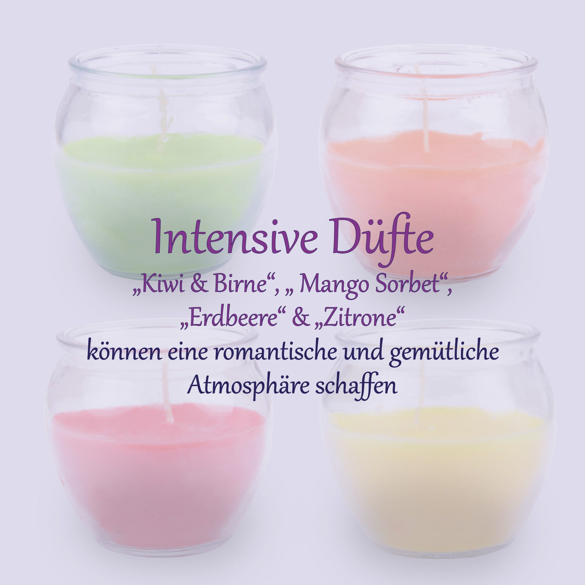 HS Candle Duftkerze "Selection" Duftmix (Set, 4-tlg), Fruit Selection, Duftnote fruchtig, bis zu 18h Brenndauer pro Kerze
