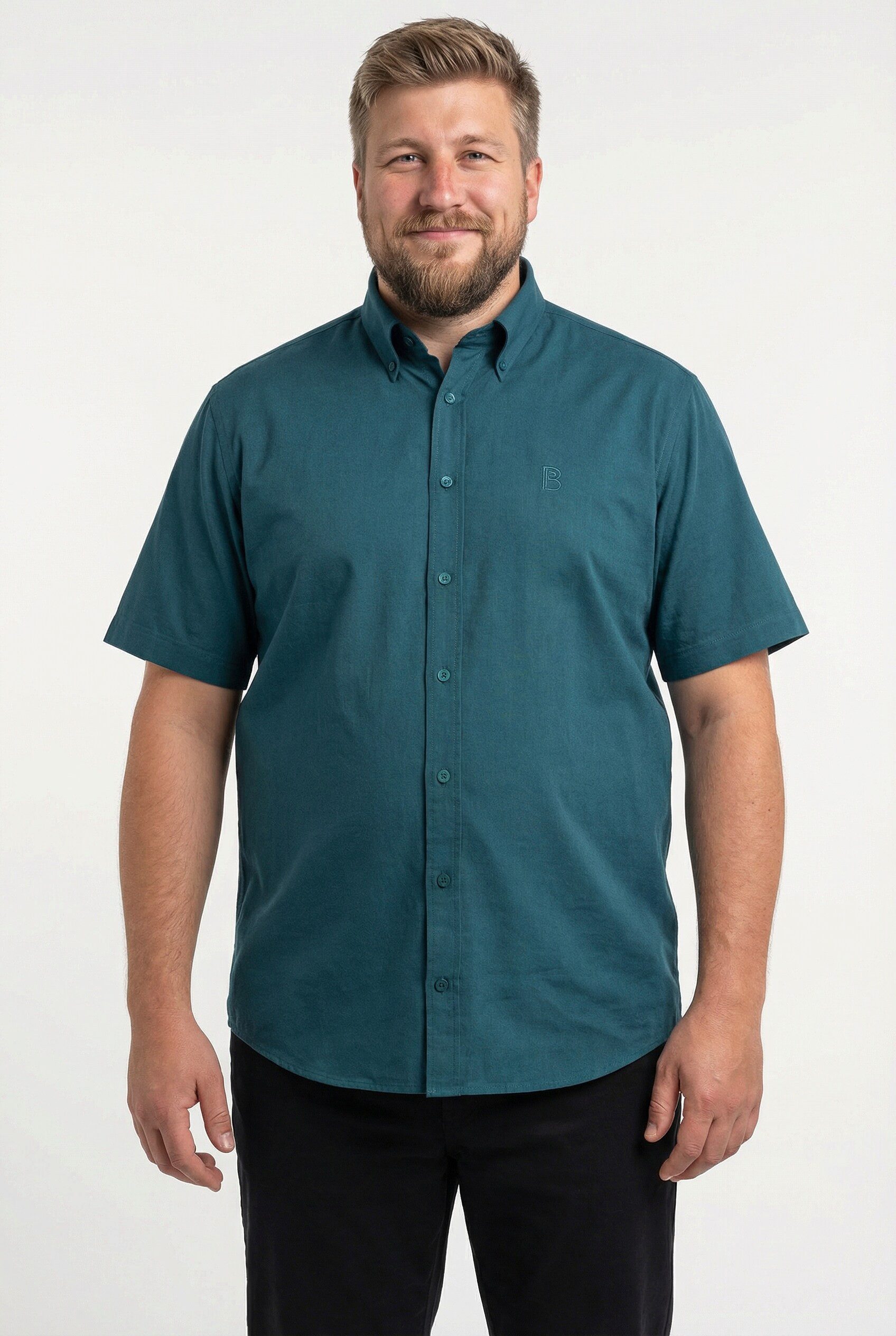 Boston Park Kurzarmhemd Leinenoptik-Hemd Halbarm Buttondown-Kragen günstig online kaufen