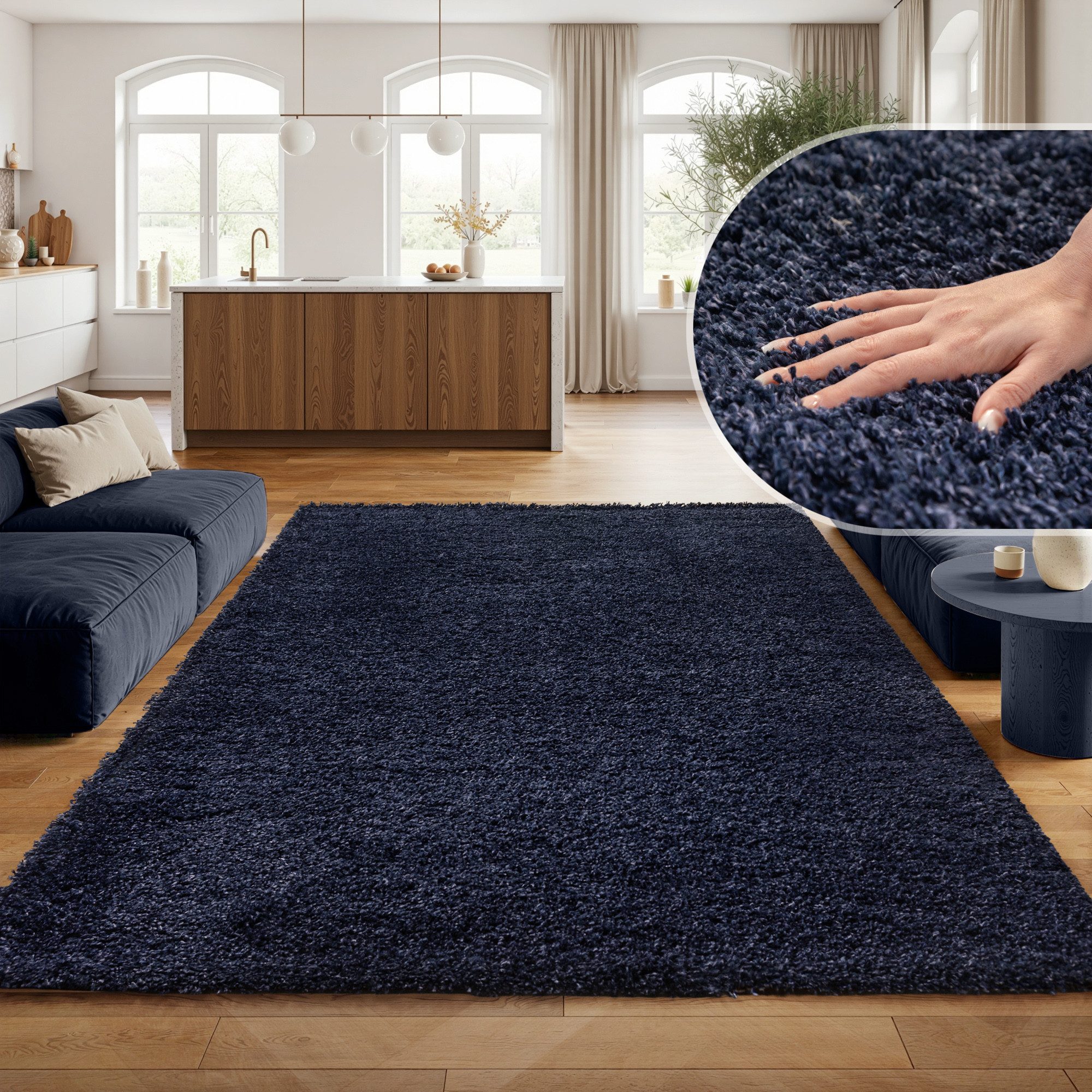 SIMPEX24 Teppich Unicolor - Einfarbig, Rechteckig, Höhe: 30 mm, Einfarbig Shaggy Teppich Wohnzimmer Langflor Versch. Farben und Größen
