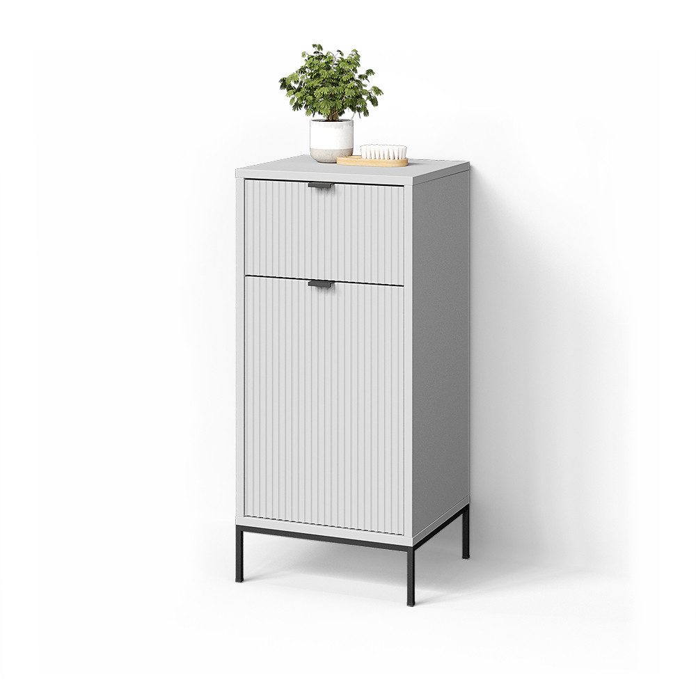 Livinity® Midischrank ATERNO, Weiß, 40 x 87 cm mit Tür und Schublade (1-St)