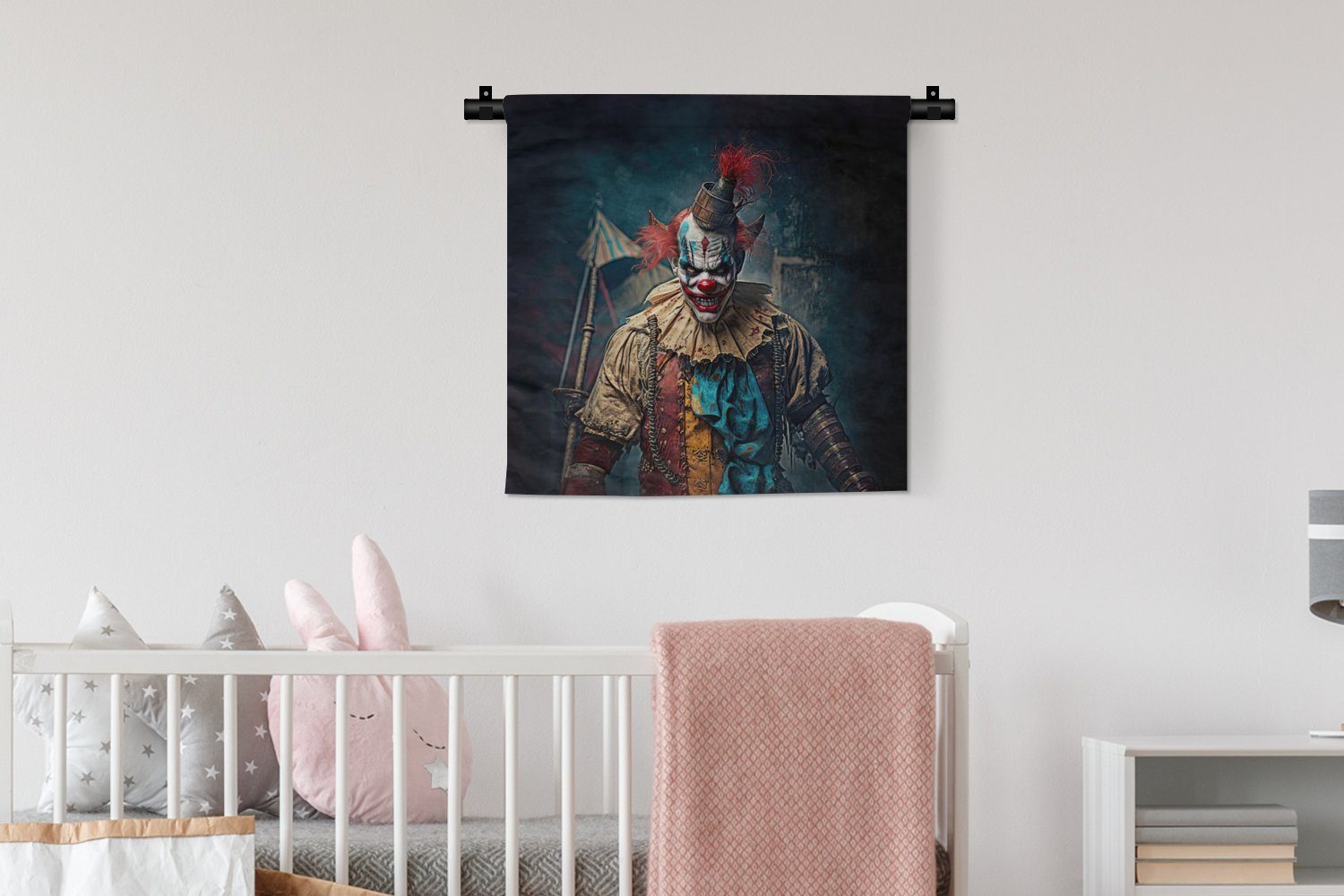 Kleidung Horror Wanddeko - Clown - Wandbehang, Porträt, Schlafzimmer, MuchoWow Wanddekoobjekt für - Kleid, Kinderzimmer Wohnzimmer,