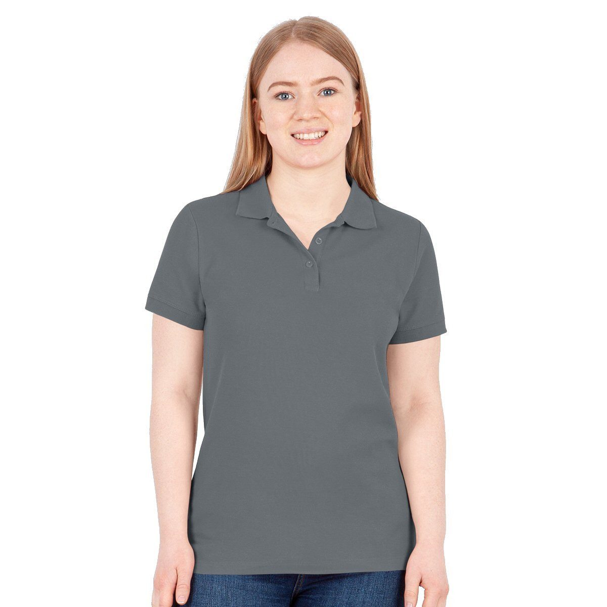 Jako Poloshirt Organic Pique (Bio-Baumwolle, 200g/m2) dunkelgrau Damen