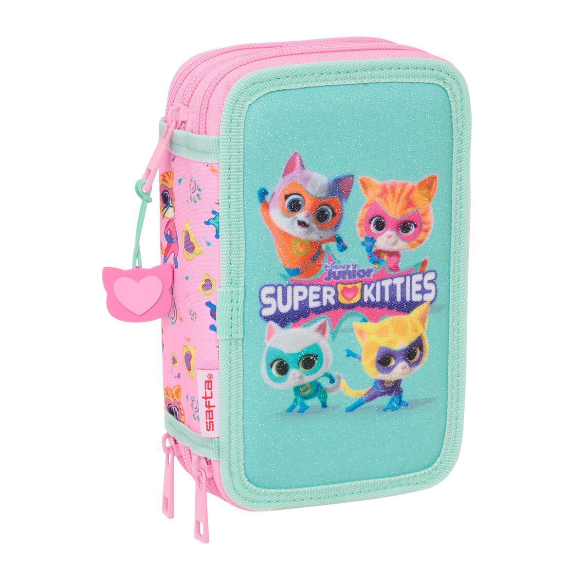 Disney Federtasche Federtasche Federmäppchen dreifach mit Zubehör SuperKitties Rosa türki