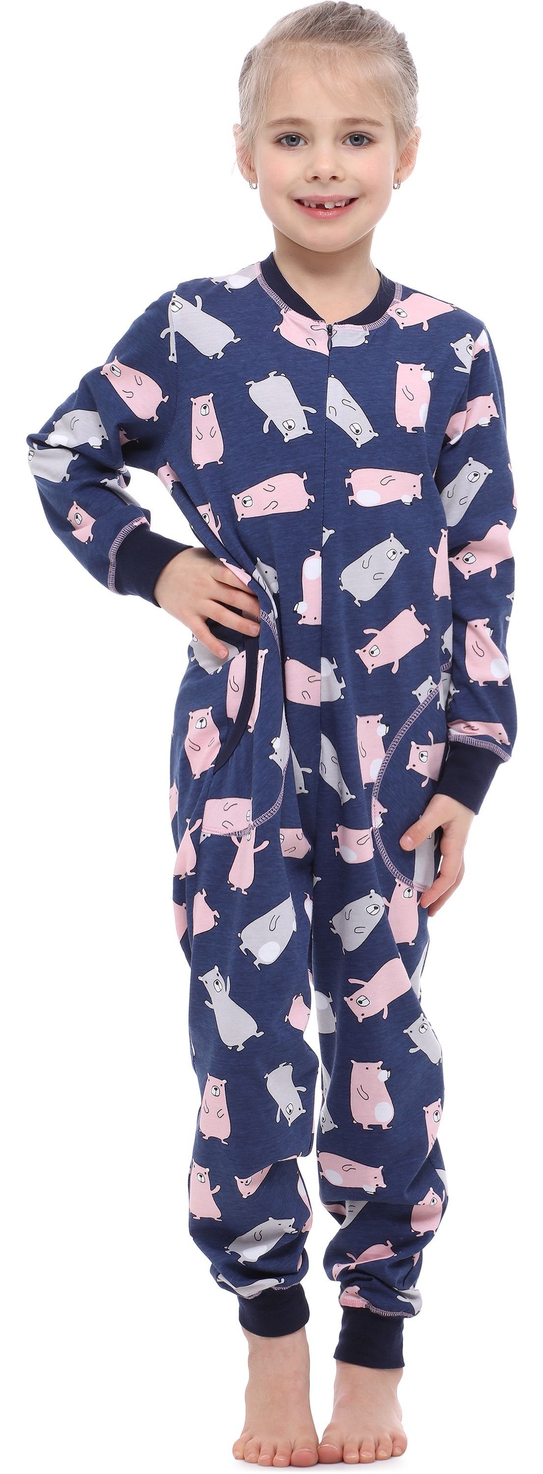 Style MS10-186 Jumpsuit Schlafanzug Schlafanzug Teddybär Mädchen Merry Marineblau