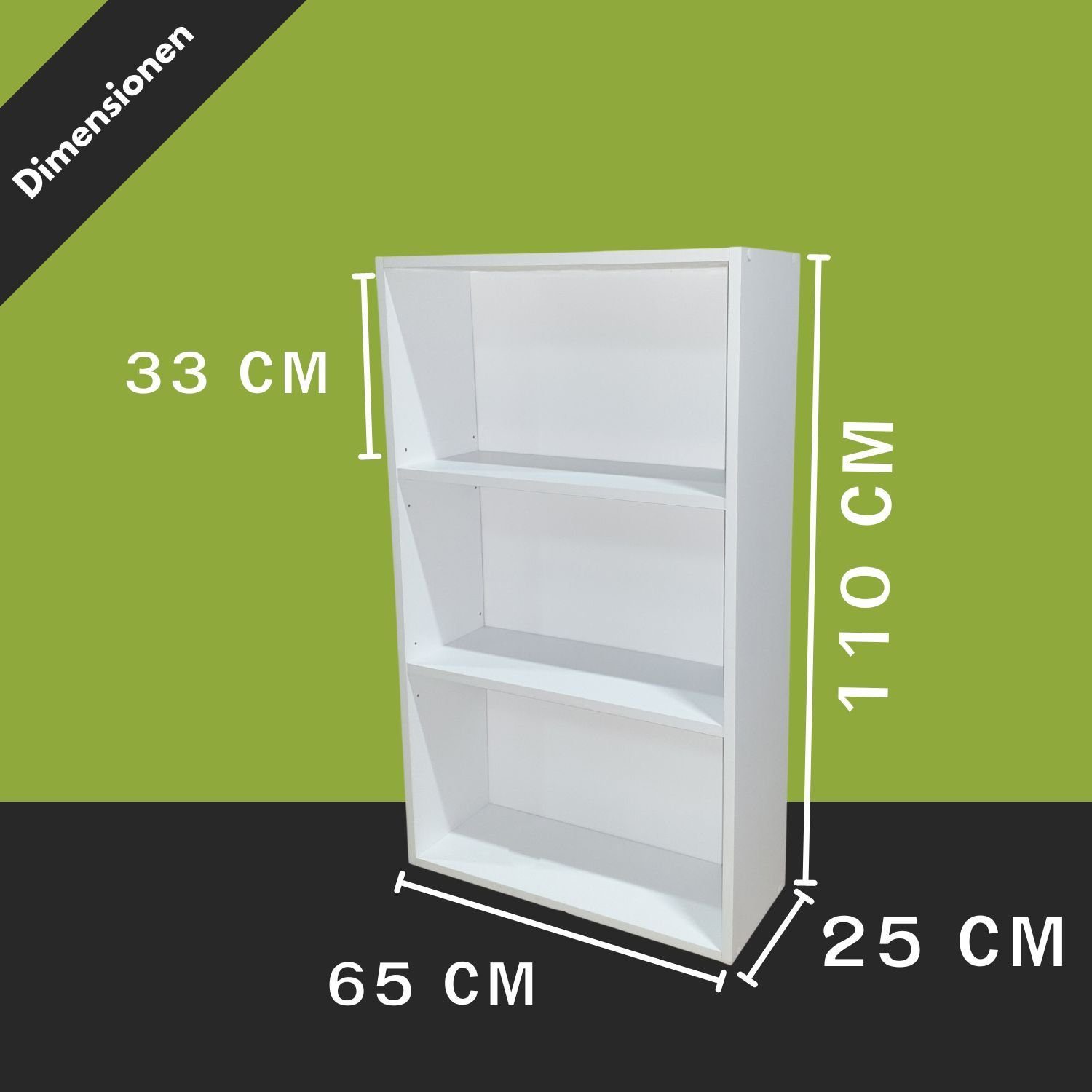 Coemo Regal, Bücherregal kombinierbar MDF Delta-3 cm Regal 65x25x110 Weiß