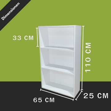 Coemo Standregal, Bücherregal Delta-3 Weiß 65x25x110 cm MDF Regal kombinierbar