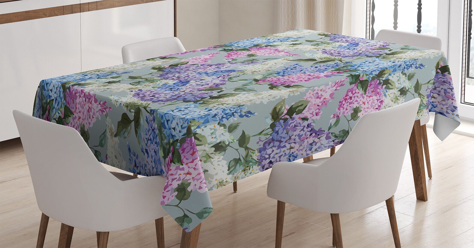 Abakuhaus Tischdecke Farbfest Waschbar Für den Außen Bereich geeignet Klare Farben, Mauve Blumengarten und Blatt