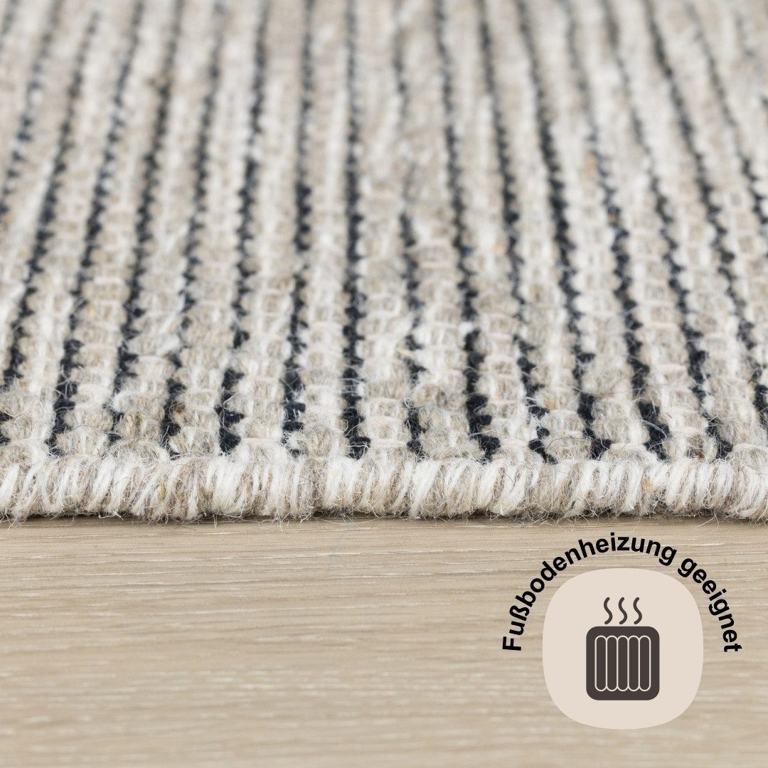 Myflair Möbel & Accessoires Wollteppich Anisa, rund, Höhe: 10 mm, Wendeteppich, meliert, reine Wolle, handgewebt, Wohnzimmer