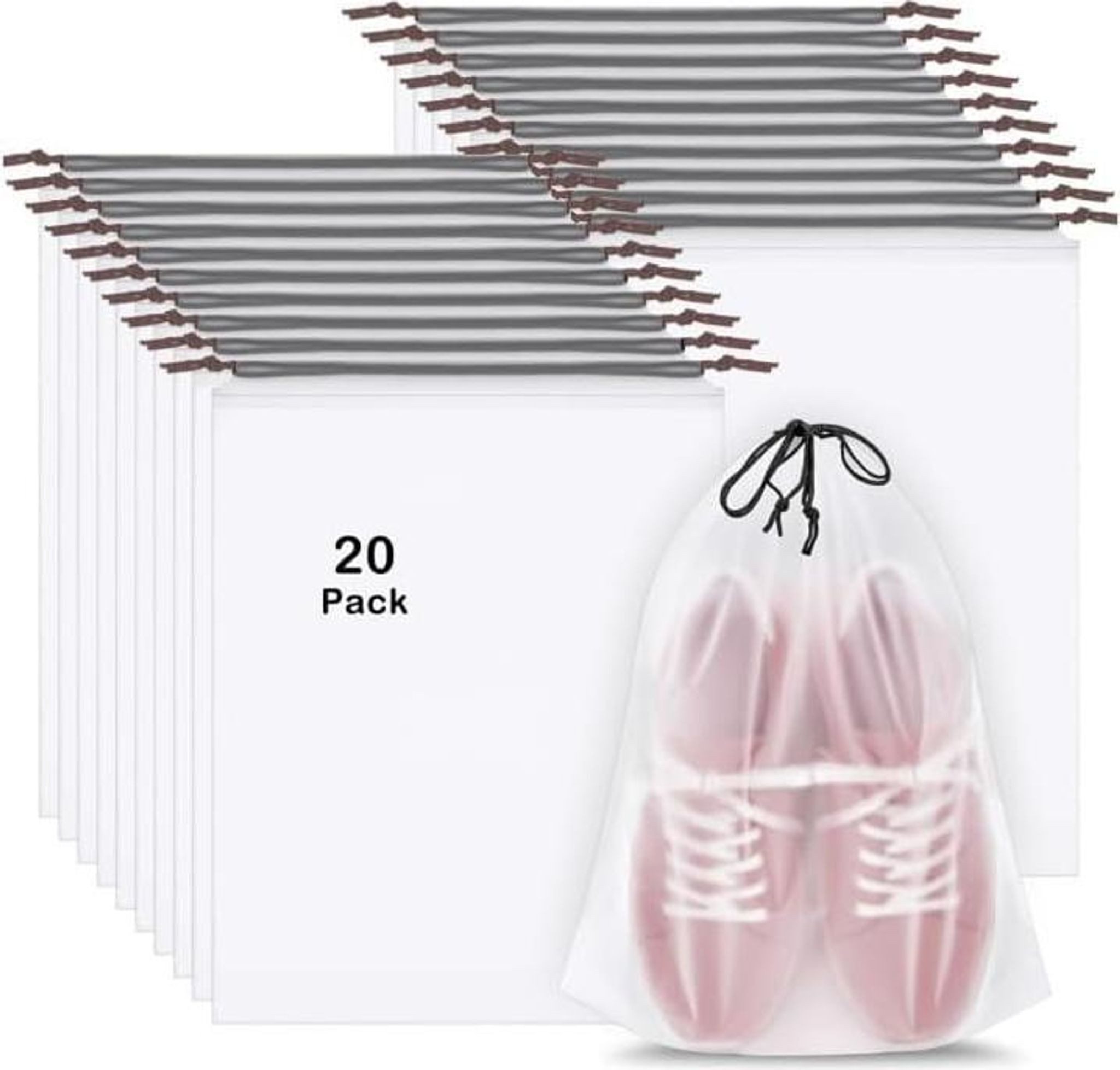 FELIXLEO Kofferorganizer 20 Schuhbeutel mit Zugband 30x40cm Transparent Reise L