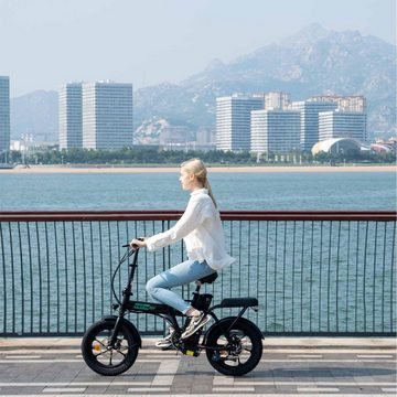 HITWAY E-Bike Fahrrad Klapprad 16*3.0 Zoll 250W 12 Ah / 36 V Luftreifen, Kettenschaltung, Heckmotor, 432 Wh akku, Fahrradpumpe und Schloss für Damen und Herren 150 - 180 cm