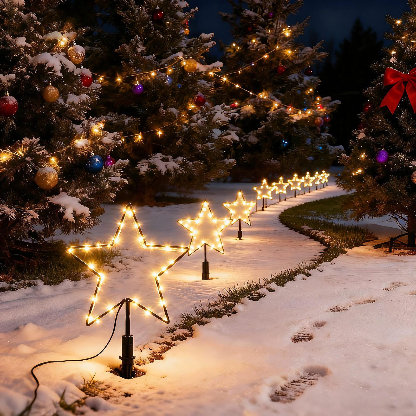 Salcar LED-Lichterkette LED Leuchtstäbe Stern Garten LED Leuchtstern 3 Stück/ 6 Stück Warmweiß, 30cm 6er Sterne LED