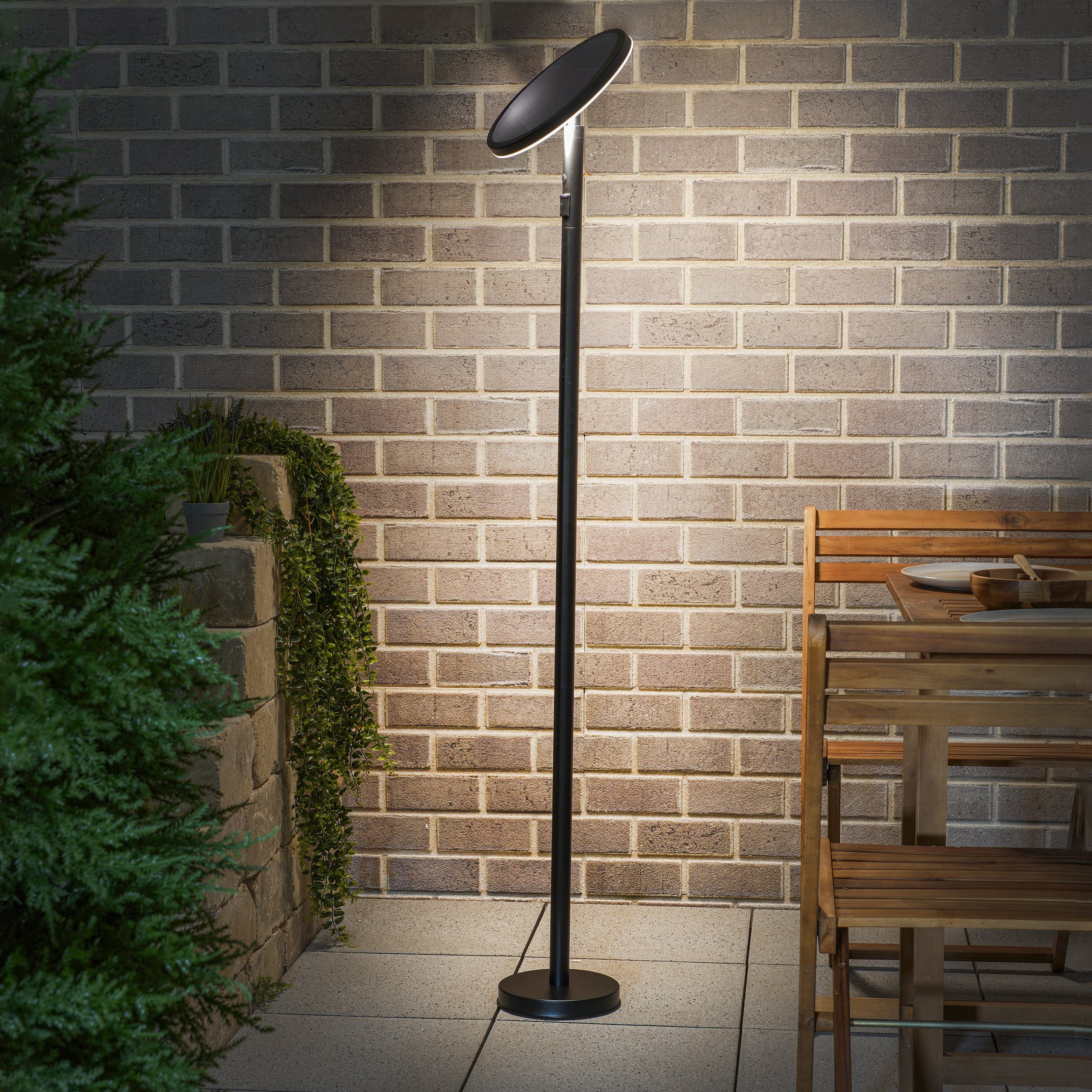 esotec LED Solarleuchte Sensor-Standleuchte EMILIA H150cm höhenverstellbar USB dimmbar 102920, LED fest integriert
