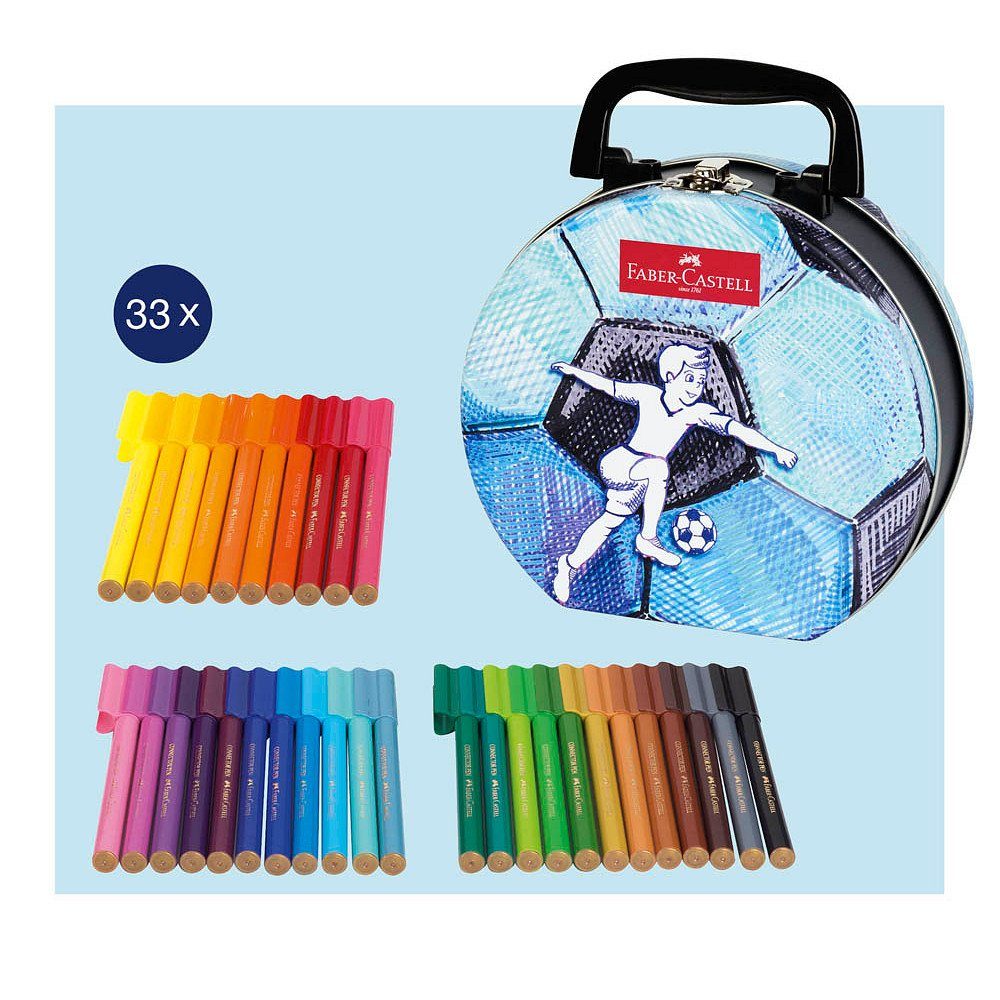 Faber-Castell Filzstift 33 Filzstifte CONNECTOR im Fußballkoffer