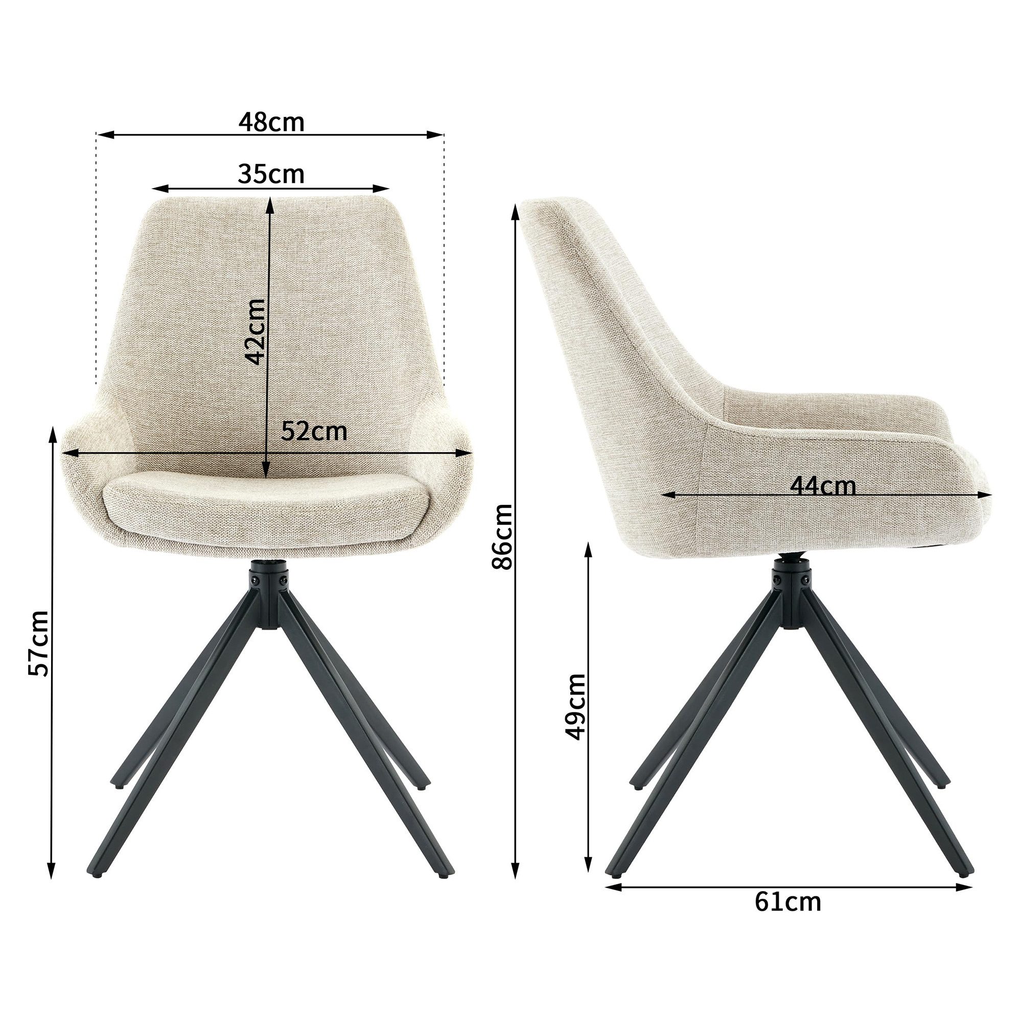 AISALL Polsterstuhl moderner Restaurantstuhl, Küchenstuhl ohne Armlehnen, drehbar (2 St), Esszimmerstuhl, ergonomischer Komfort & Vielseitig Einsetzbar