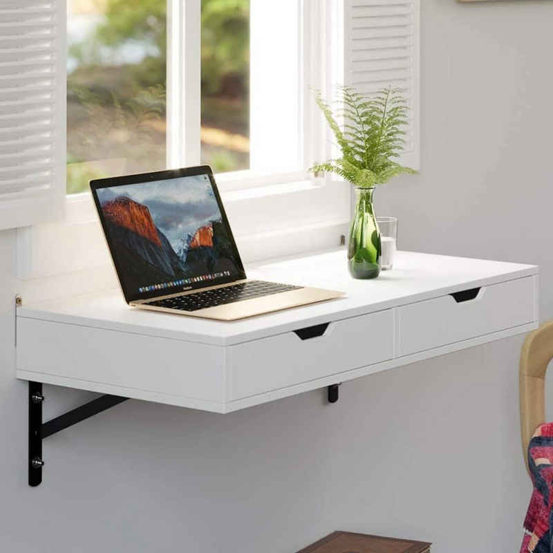 Homfa Regal-Schreibtisch, Esstisch Wandschreibtisch Küchentisch weiß