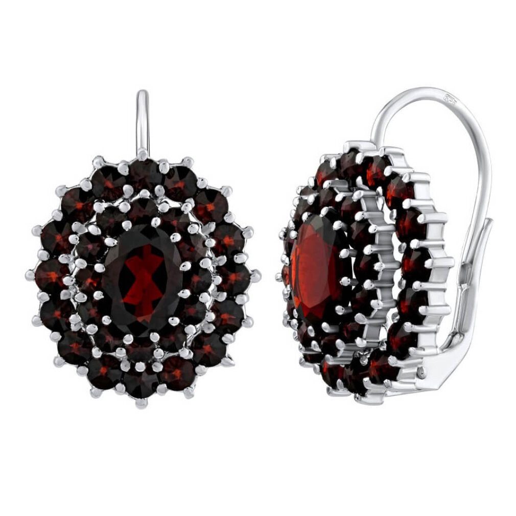 Ohrring-Set Luxury silver earrings with real Czech garnet 380020