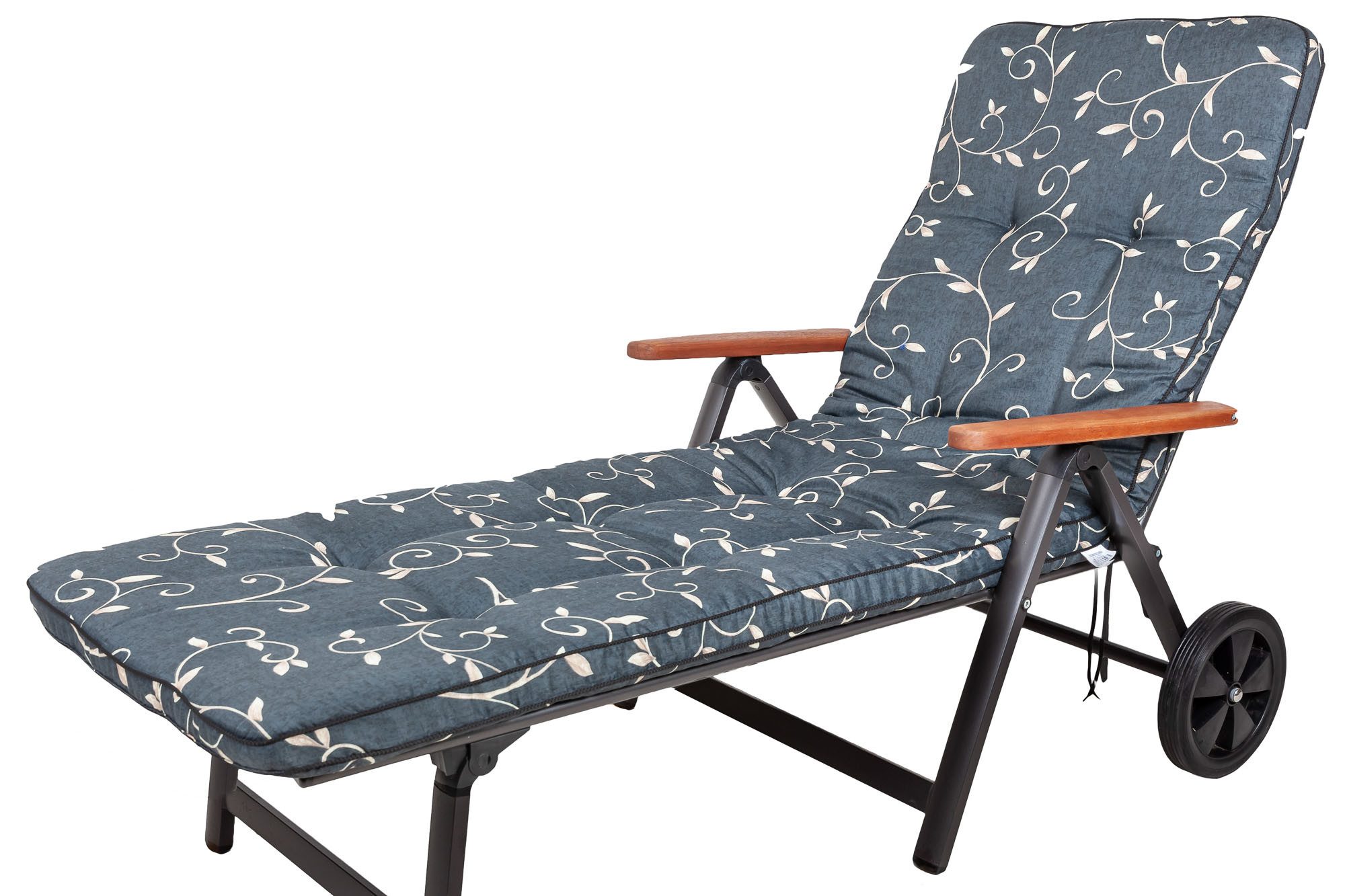 KETTtex Liegenauflage f. Royal Garden MWH Rollliege Excelsior 2223 Ranke anthrazit 197x63x6, (1 St), Klettband mit Bindebändern