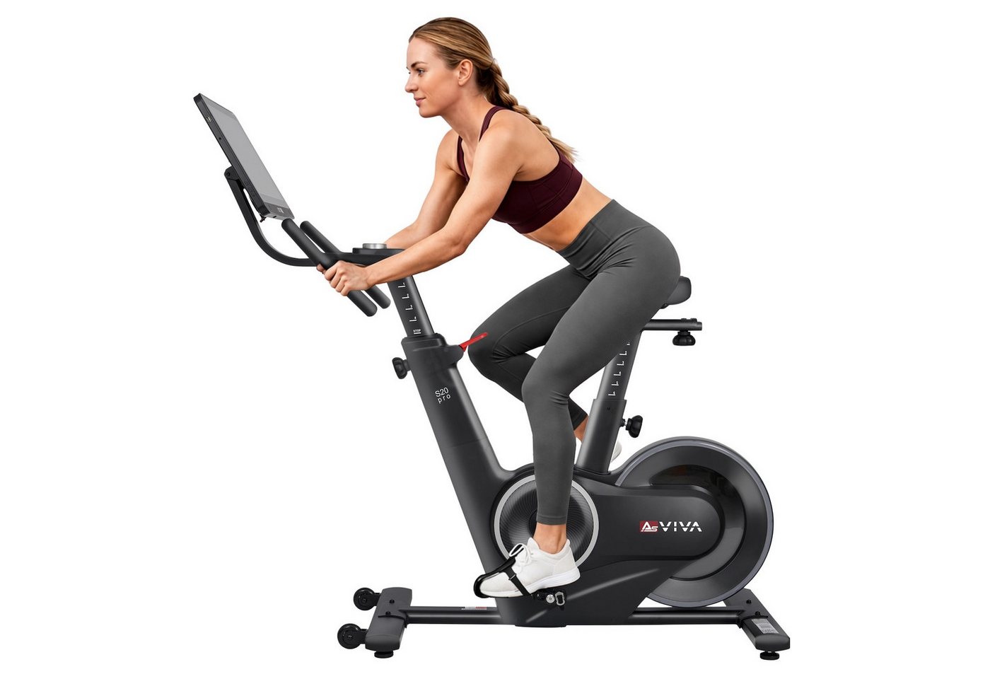 AsVIVA Speedbike S20 - Indoor Cycle mit 21,5" TFT-Touchdisplay, Fitness-App kompatibel, automatischer Widerstand, 20 kg Schwungrad, Dual-Steuerung